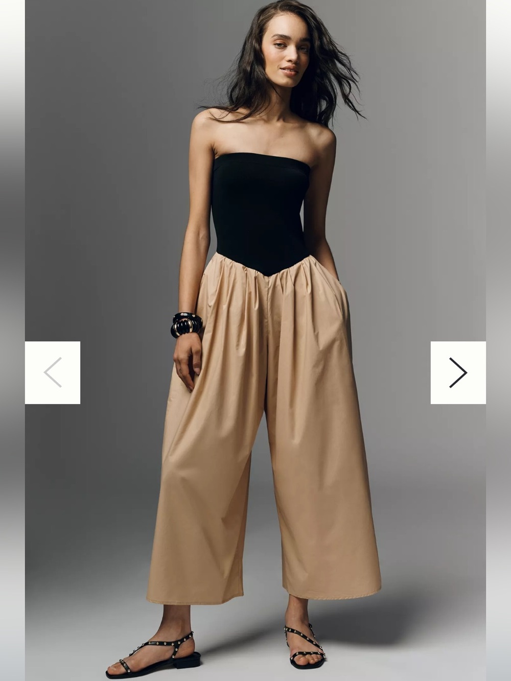 Anthropologie Strapless Black & Beige Jumpsuit
